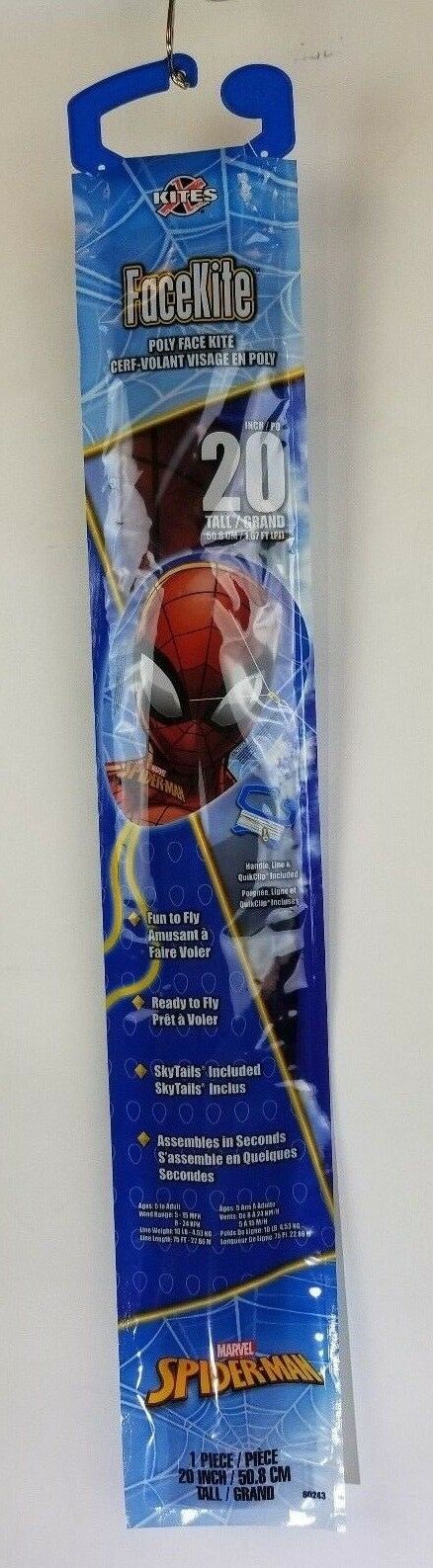 X Kites 20 Inch Poly Sky Diamond Kite Marvel Spiderman Face NEW