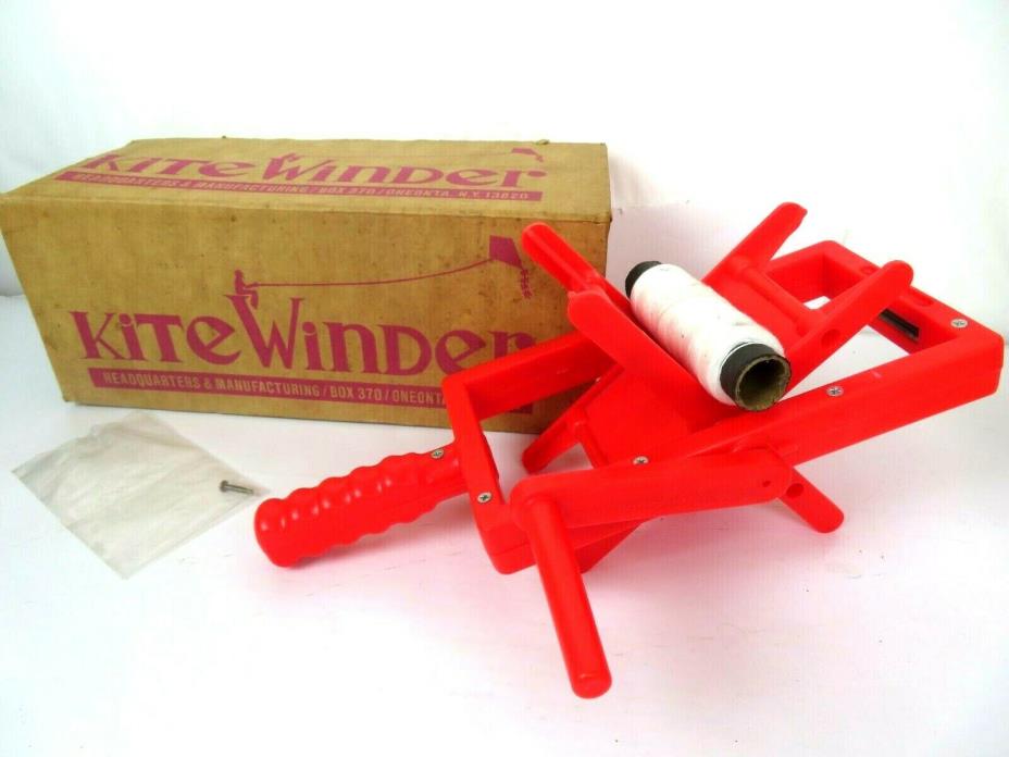 Vintage Kite Winder String Holder Red Crank Shaft Spin Wheel