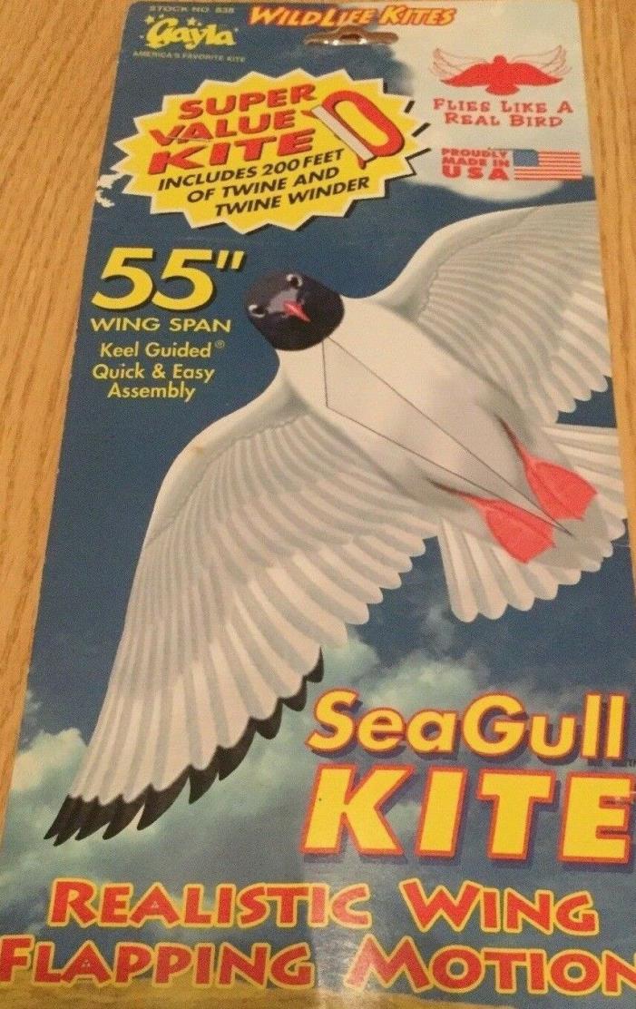 Vintage Wildlife Seagull Kite 55” w/Wing Flapping Motion Like a Real Bird NIP