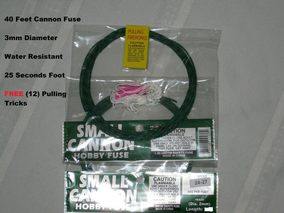 (2) 20 Foot Rolls Cannon Fuse 3mm Diameter + (12) Pulling Tricks
