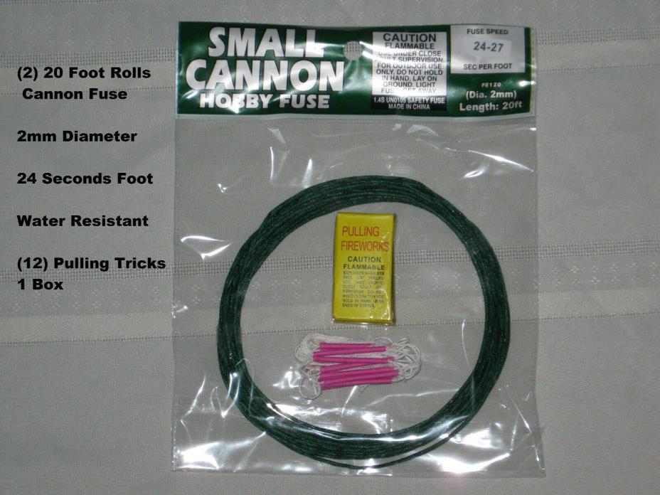 (2) 20 Foot Roll Cannon Safety Hobby Fuse - 24sec Per Foot - 2MM Diameter
