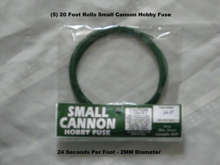 (5) 20 Foot Rolls Cannon Safety Hobby Fuse - 24 Seconds Per Foot - 2mm