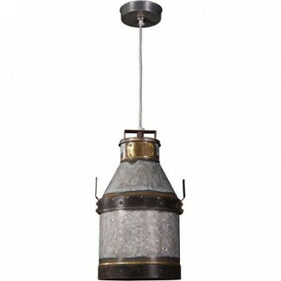 Kenroy Home Cudahy 1-Light Pendant, Galvanised Iron with Bronze Accents