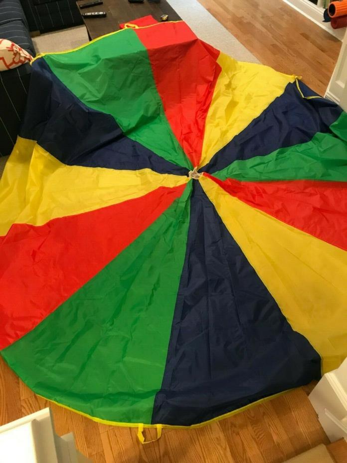 EUC 12 foot parachute with 12 handles in storage pouch