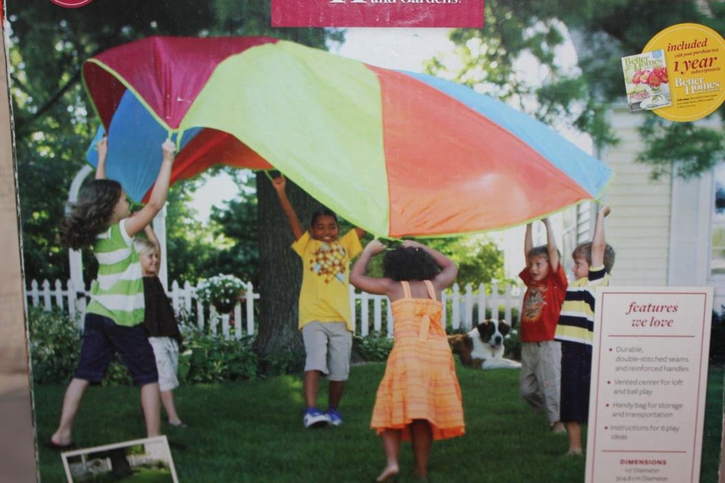 10 Foot Play Parachute with 8 Handles - Multicolored Parachute for Kids BH&G