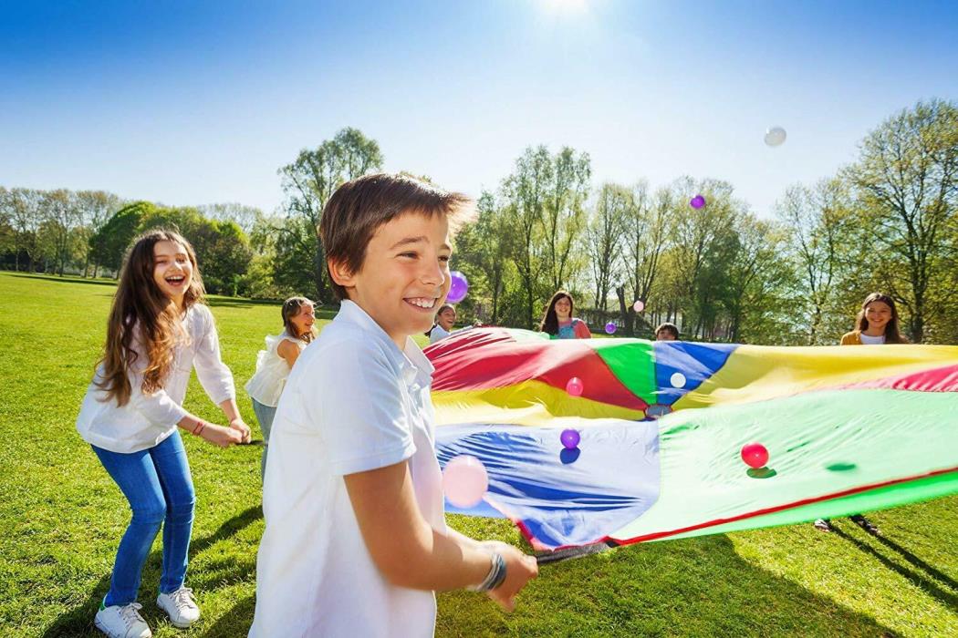 Kids Play Parachute Large Picnic Blanket Group Canopy Tent Outdoor Activities