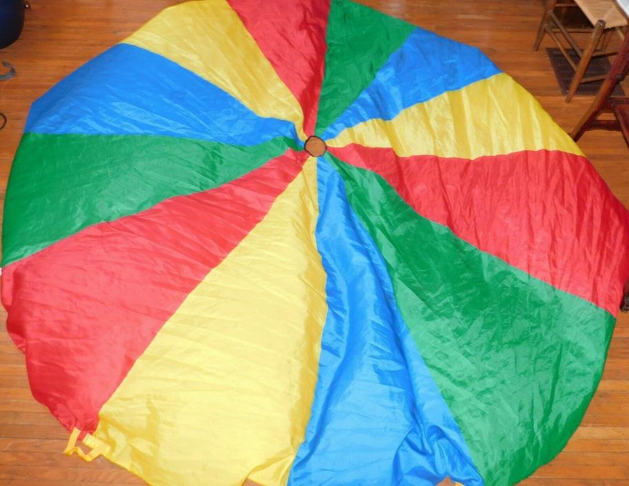Large Children's Multicolor Nylon Parachute Outdoor Game Toy 12 Handles