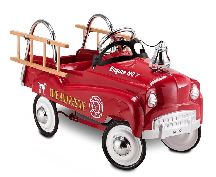 Kids Pedal Fire Truck Engine Red Toy Ride On Car Gifts For Boys Firetruck