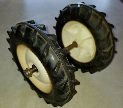 VINTAGE FIRESTONE 8 X 1.75 PEDAL CAR RUBBER TRACTOR TIRES RIMS AND AXLE