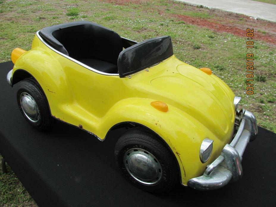1970's Prestige Mini Motors Yellow VW Bug Volkswagon Electric Peddle Car Needs