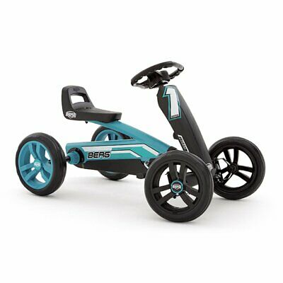 Berg Buzzy Racing Kids Adjustable Seat Compact Pedal Powered Safe Go Kart, Blue
