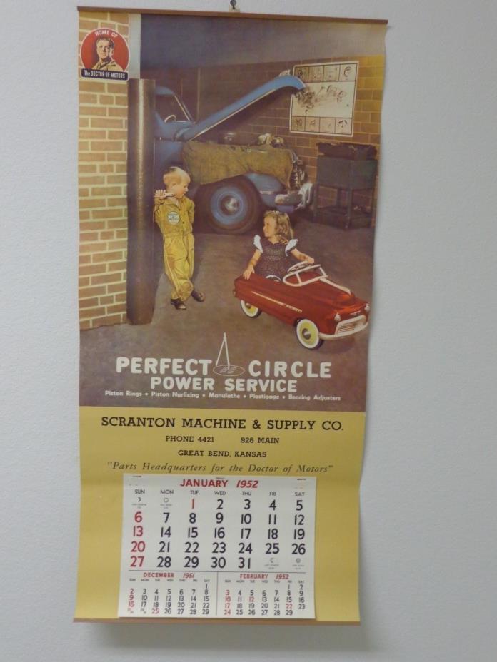calendar gas station 1952 calendar pedal car, new old stock 33