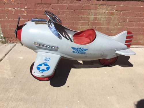 Pursuit Kiddy Pedal Car Airplane Toy Original - Murray US Army Blue Gray Red