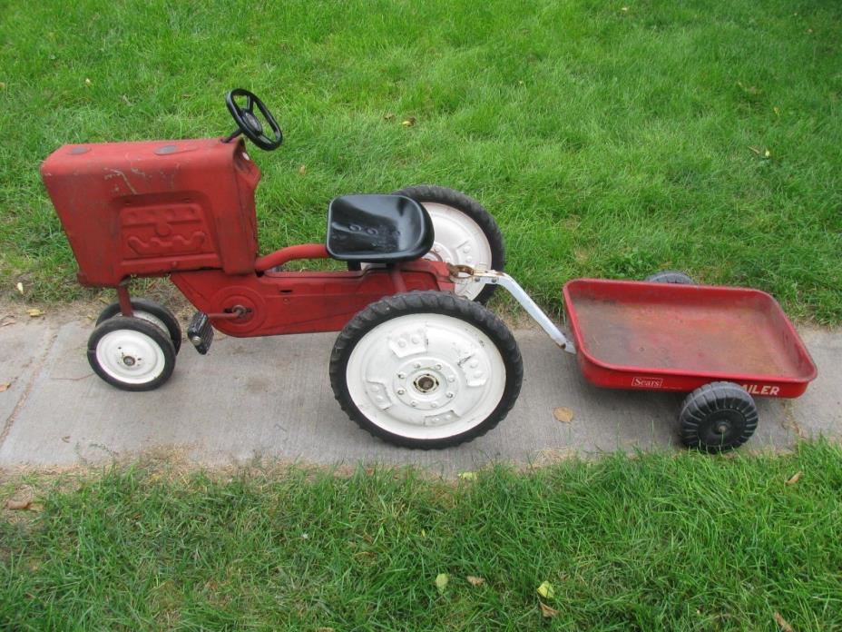 Vintage Pedal Car Tractor & Trailer Wagon