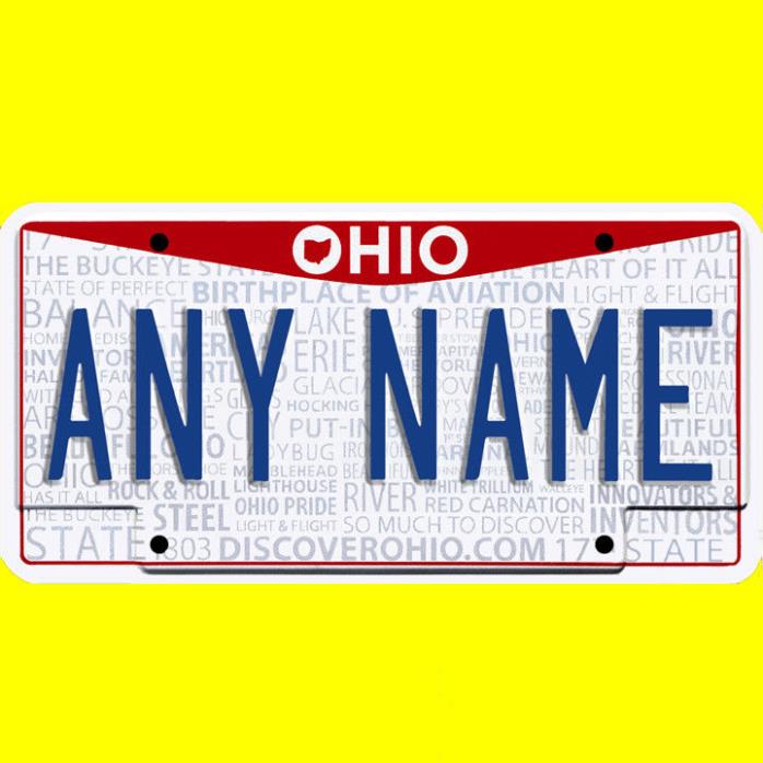 Ride-on battery powered vehicle license plate - custom Ohio design