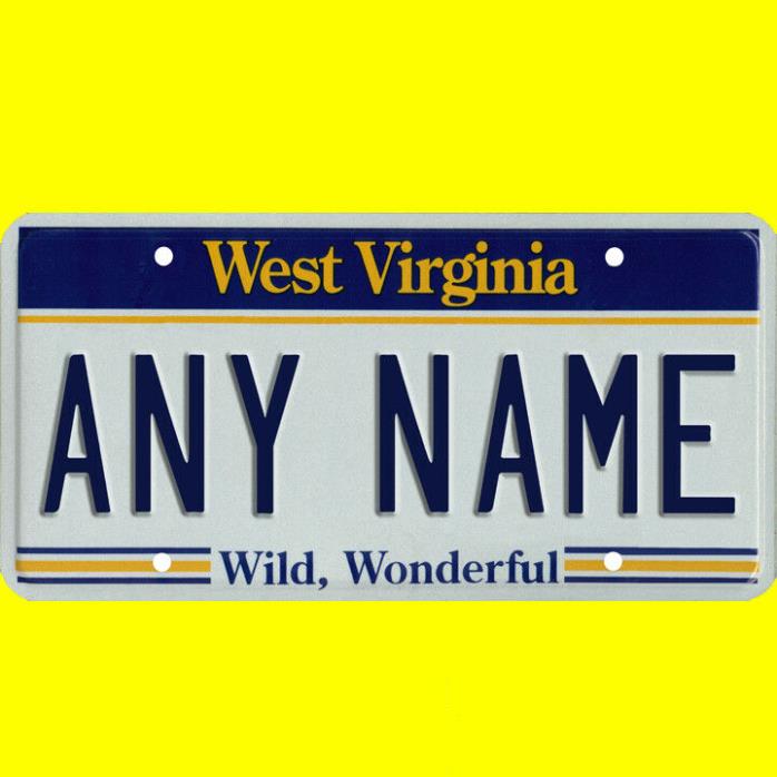 Ride-on battery powered vehicle license plate - custom West Virginia design
