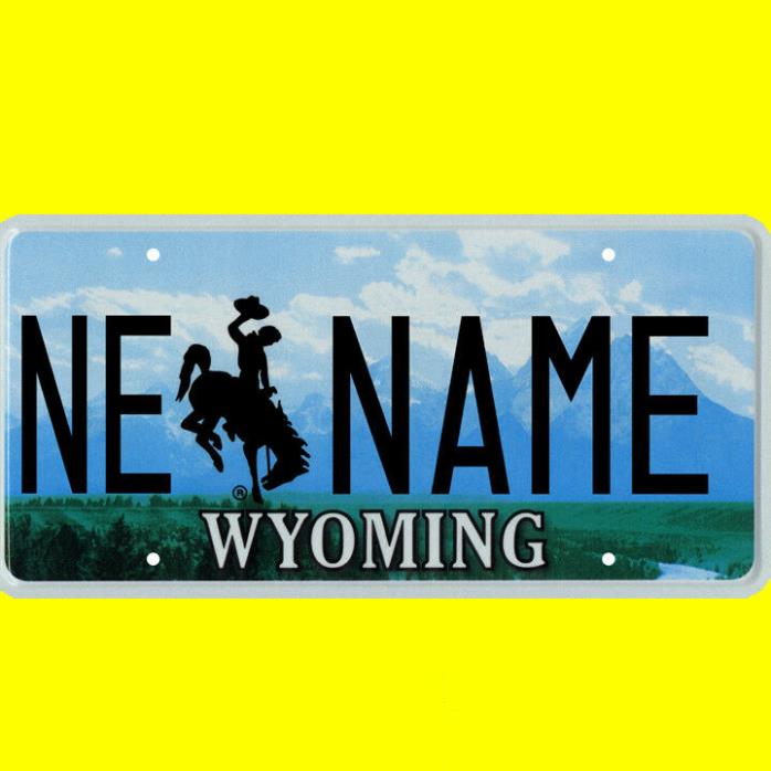 Ride-on battery powered vehicle license plate - custom Wyoming design