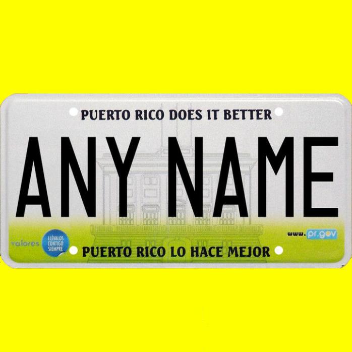 Ride-on battery powered vehicle license plate - custom Puerto Rico design