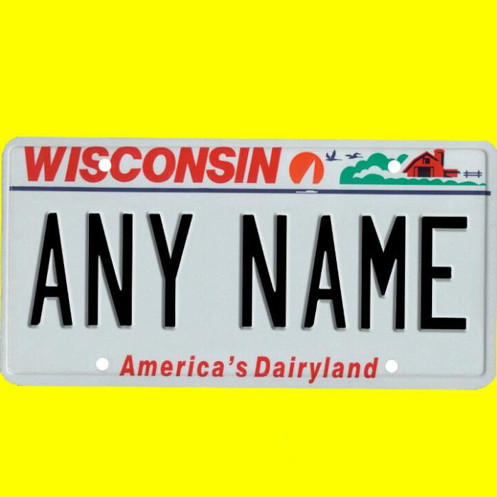 Ride-on battery powered vehicle license plate - custom Wisconsin design