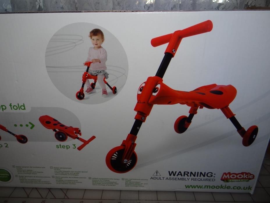 Scuttle Bug Foldable 3-Wheel Ride-On Scooter, Red, Toddler, EUC in BOX