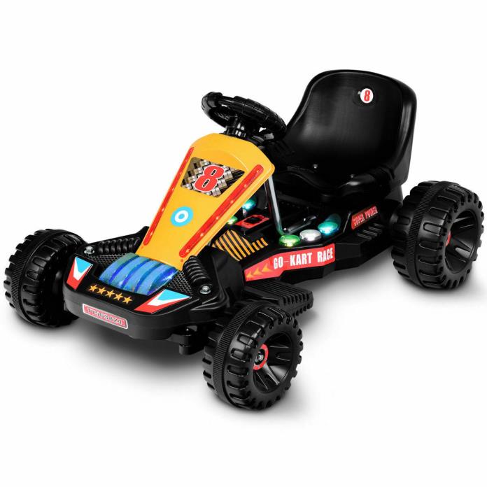 Goplus Electric Powered Go Kart Kids Ride On Car 4 Wheel Racer Buggy Toy Outdoor