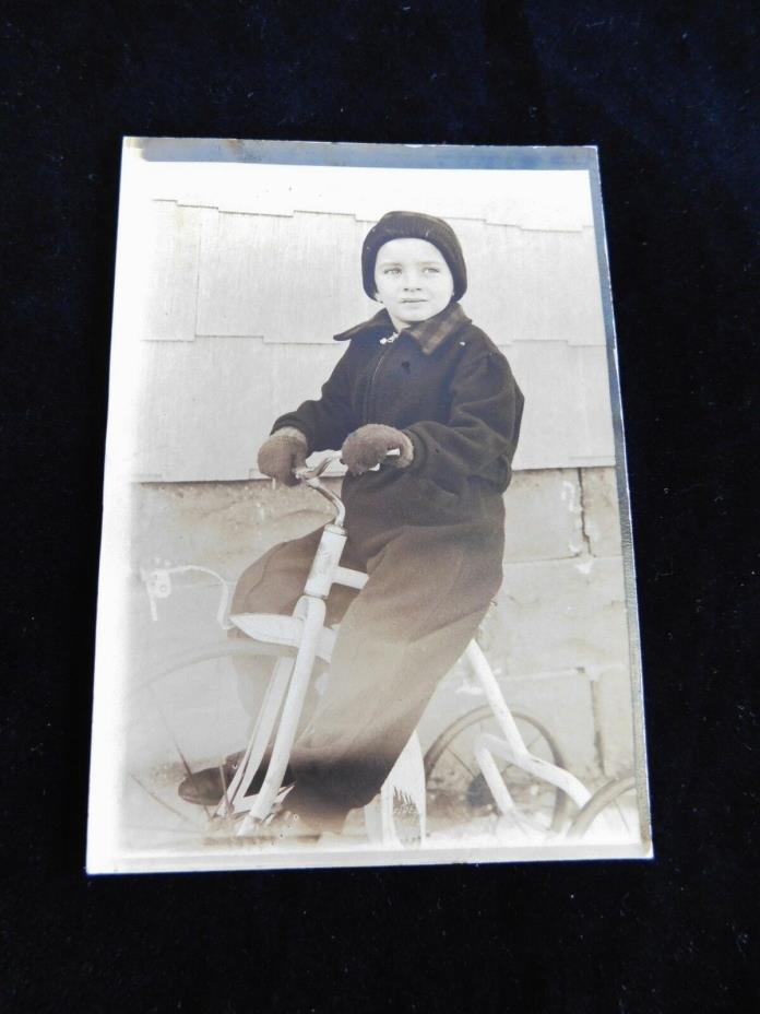Vtg Antique Tricycle Fire Chief Bicycle Pedal Car Real Photo Advertising RARE
