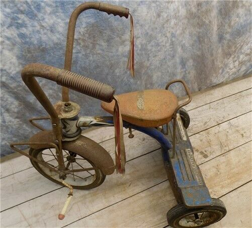 Retro Tricycle Blue Classic Trike Bike Vintage Scooter Childs Pedal Toy