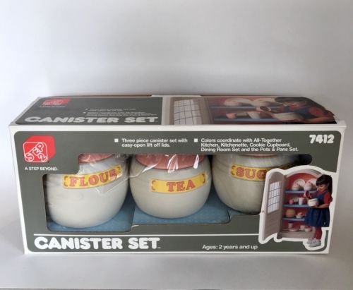 Step 2 Tea Sugar Flour Canisters Set Play Food  7412 With Box Vintage