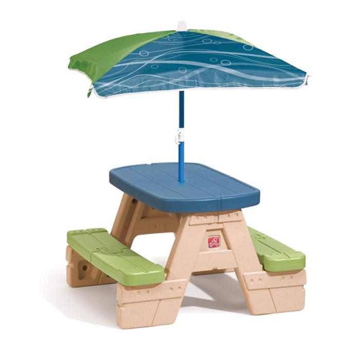 Step2 Sit and Play Kids Picnic Table With Umbrella- Easy To Assemble