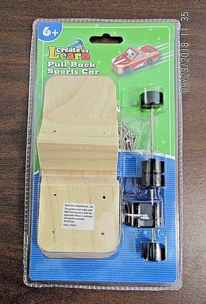 Kids Create & Learn Build A Pull Back Sports Car Children's Wood Working Kit