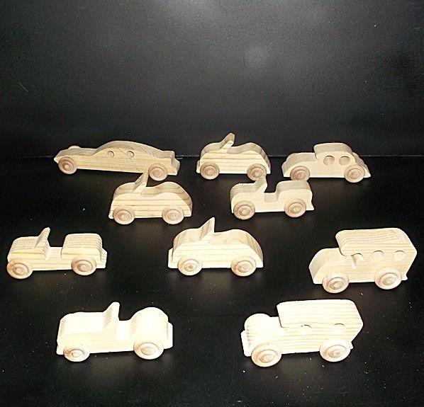 10 Handcrafted Wood Toy Cars  OT- 30 unfinished