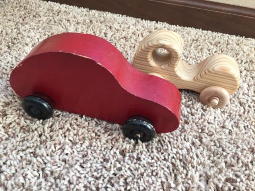 Lot Of 2 Handmade Wooden Cars Toys D