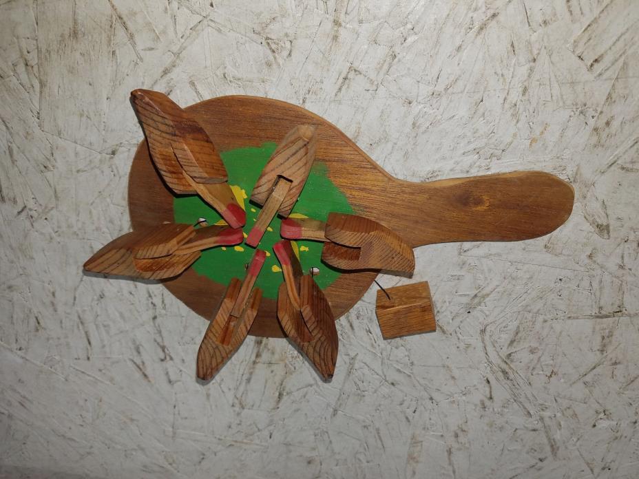 Wood Chicken Hen Pecking Paddle Game Hand  Hand made    NEAT !!!!