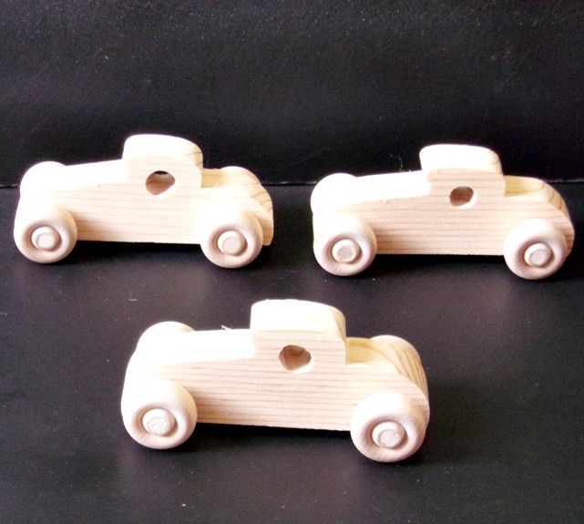 Pkg of 3 Handcrafted Wood Toy  Cars 21BH-U-3 unfinished