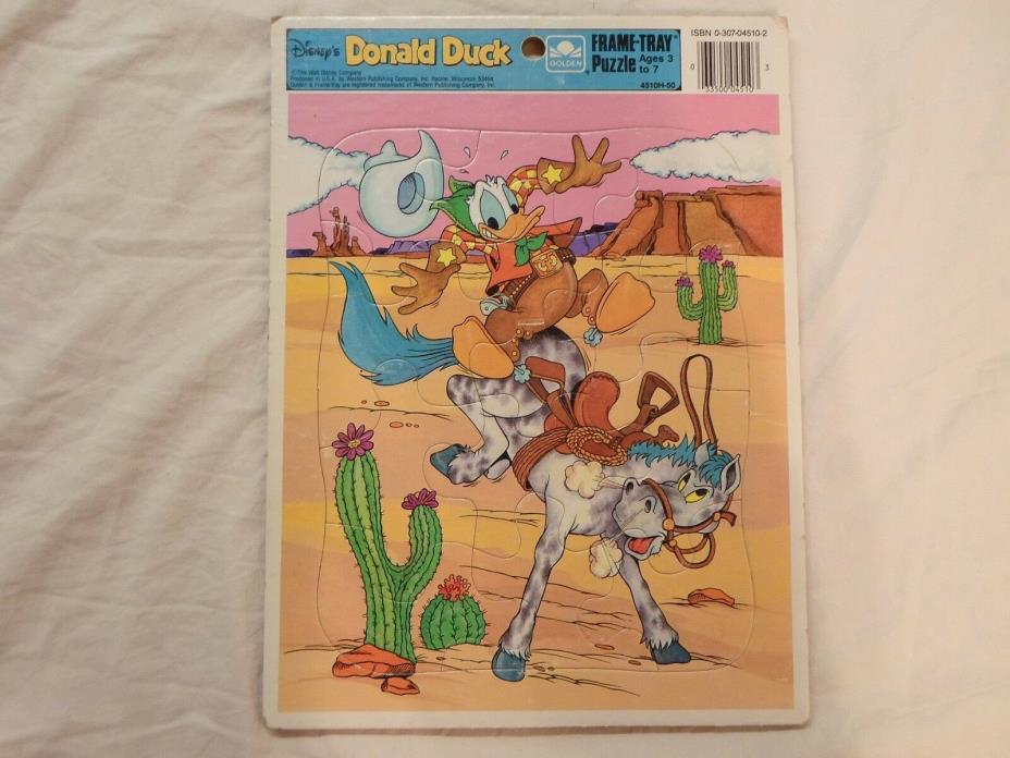 Complete ! Donald Duck Cowboy Frame Tray 12 Piece Puzzle Western Horse 4510H-50