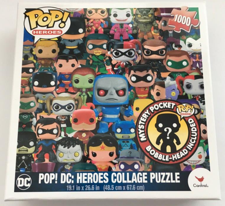 Heroes Collage Puzzle POP DC 1000 Pieces Mystery Pocket Bobble Head Included NEW