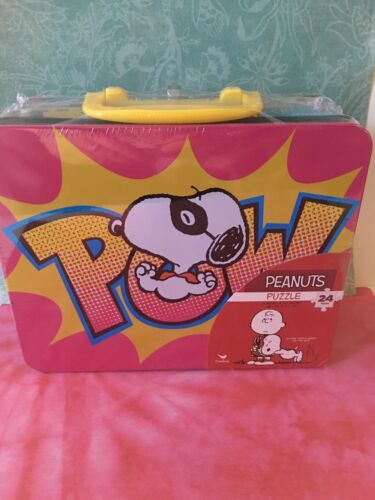 Snoopy Peanuts Superhero Dog PUZZLE COLLECTIBLE Lunchbox TIN 24PC NEW 15x12.5