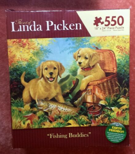 Linda Picken Puzzle New. Fishing Buddies & 550pcs. Unopened.
