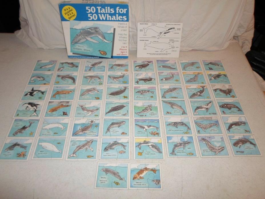 Complete 50 Whale for Tail Puzzle/Board Game Trivia Ocean Fact Matching Learning