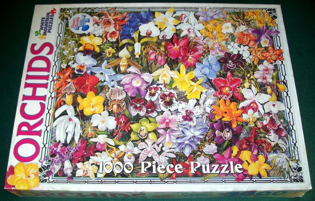 White Mountain Puzzles Orchids 1000 Piece Jigsaw Puzzle - New in Sealed Box!