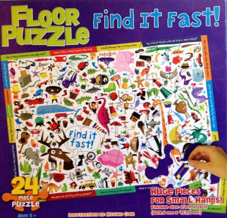 Find it Fast Floor Puzzle Huge Pieces for Small Hands 24 Piece Puzzle NEW