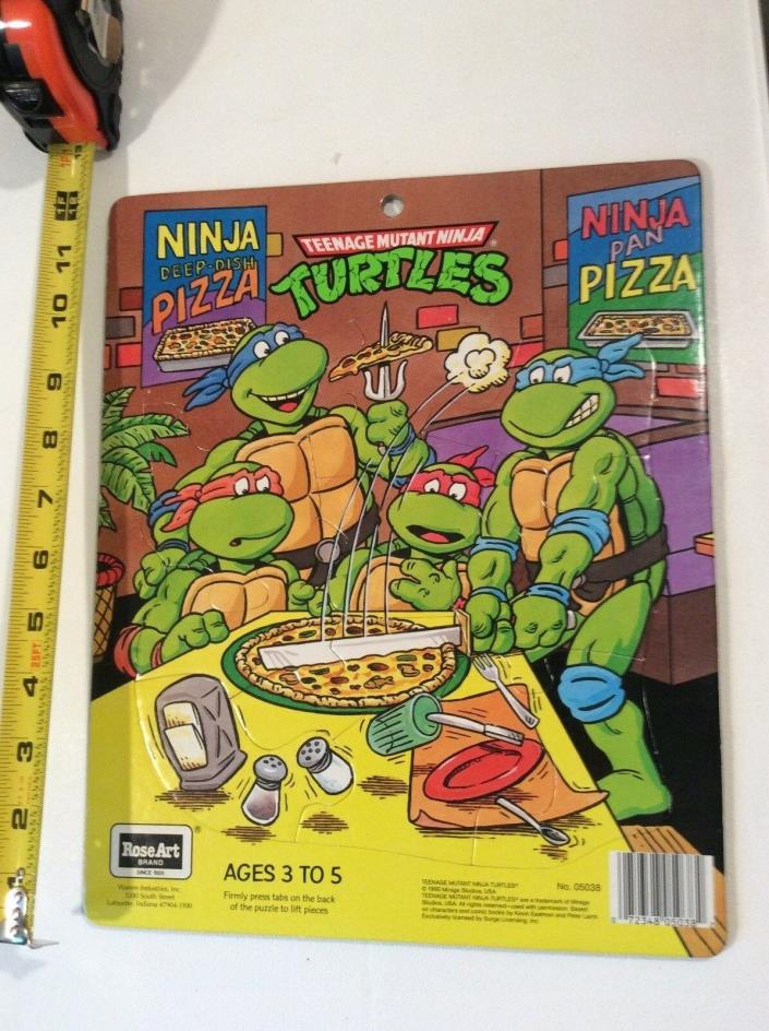 Vintage 1990 Teenage Mutant Ninja Turtles Rose Art Children's Frame Puzzle