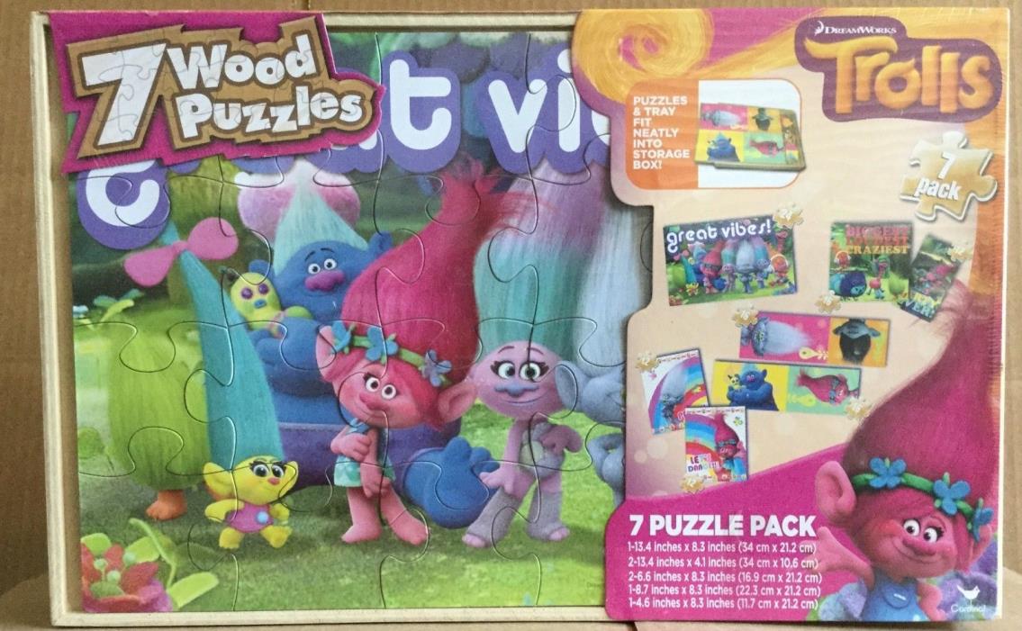 Dream Works Trolls 7 Wood Puzzles   Brand New