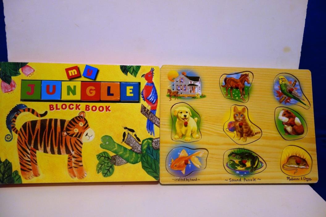 Kid Animal Puzzle Lot Melissa Doug Animal Sound Puzzle~Jungle Block Book