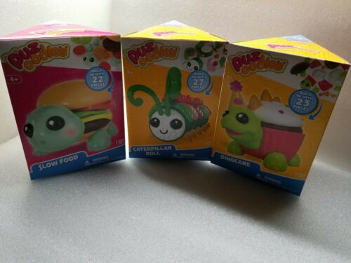 Puzoodles Puzzle Pets Caterpillar Roll Slow Food Dinocake Lot of 3