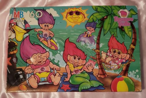 Vtg 1992 Treasure Trolls Jigsaw Puzzle Mermaid, Beach, Milton Bradley 60 Pieces