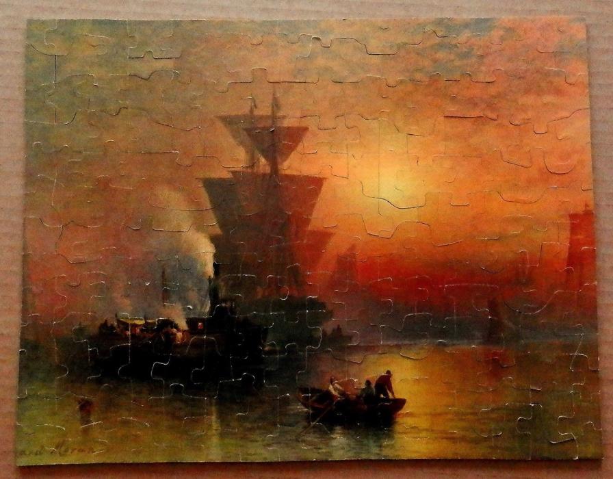 REGENT Picture Puzzle EDWARD MORAN Artist Signed SHIP Beautiful MUST SEE !!  CIB