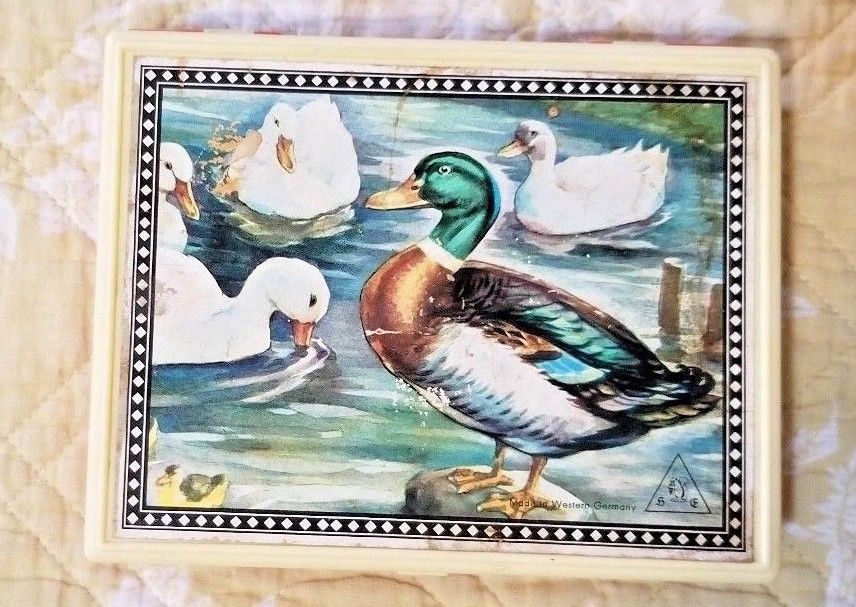Vintage Cube Block Puzzle * Animals Farm made in West Germany - 12 pieces