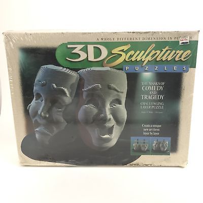 3D PUZZLE Milton Bradley Vintage Layered Sculpture Masks Comedy Tragedy 1997 NEW