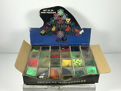 Vintage 90's Retail Box 24 Mini Plastic Puzzles COOL brain teasers